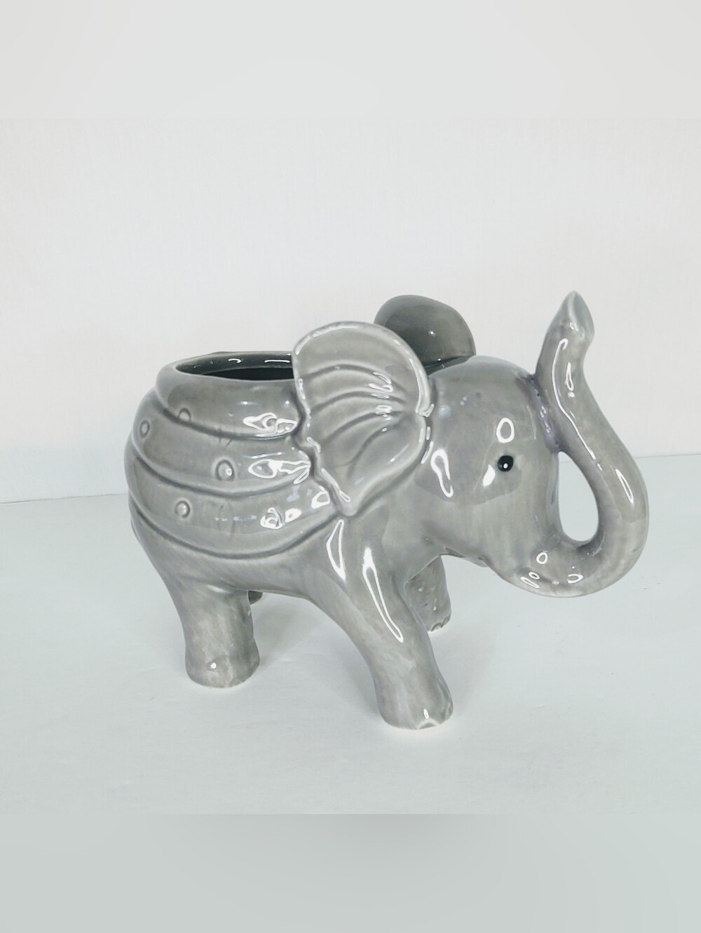 High Gloss Ceramic Elephant Planter Small
